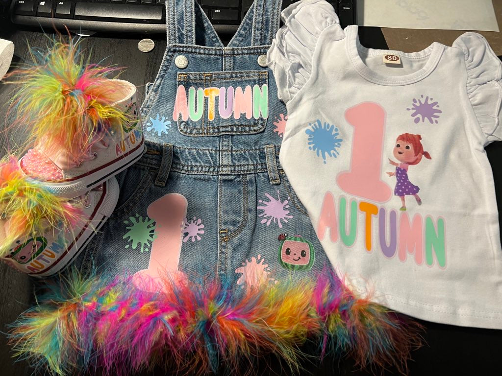 🎉Custom Birthday Overall Dress Outfit Set🎉