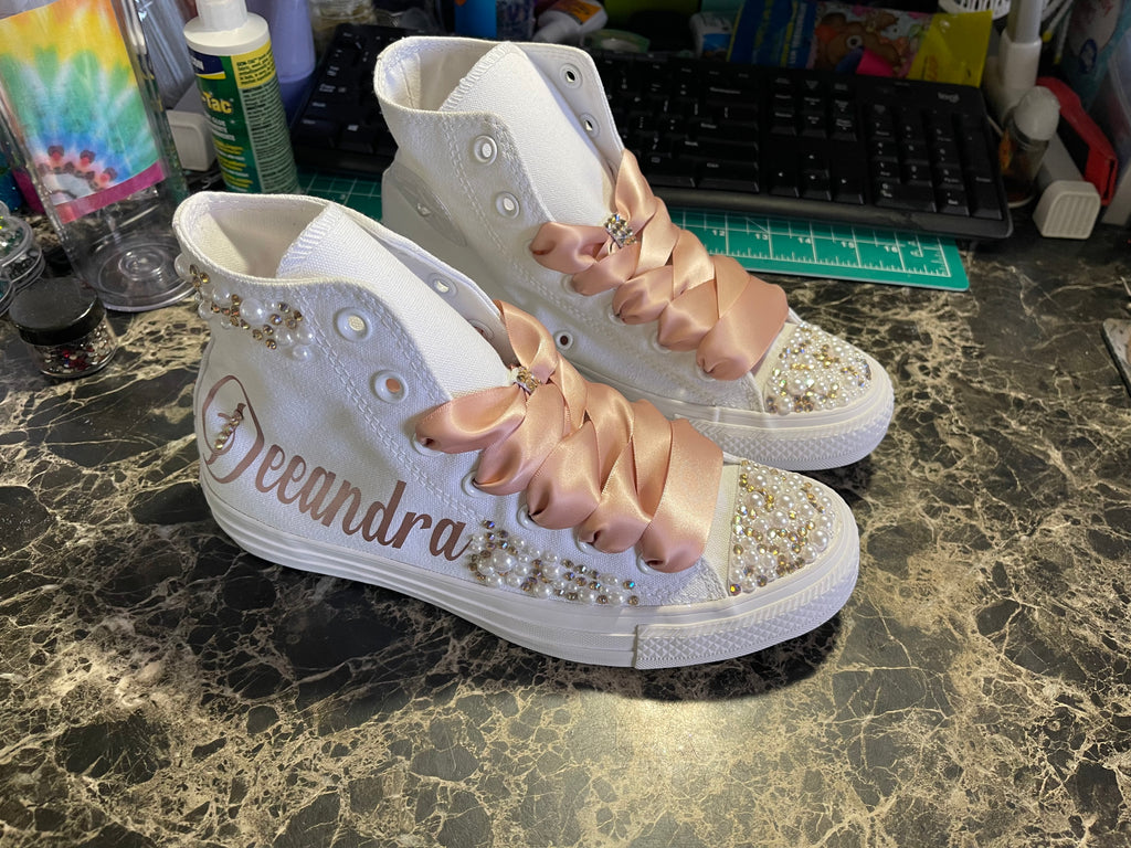 🎉Custom Pearl & Rhinestone Shoes🎉