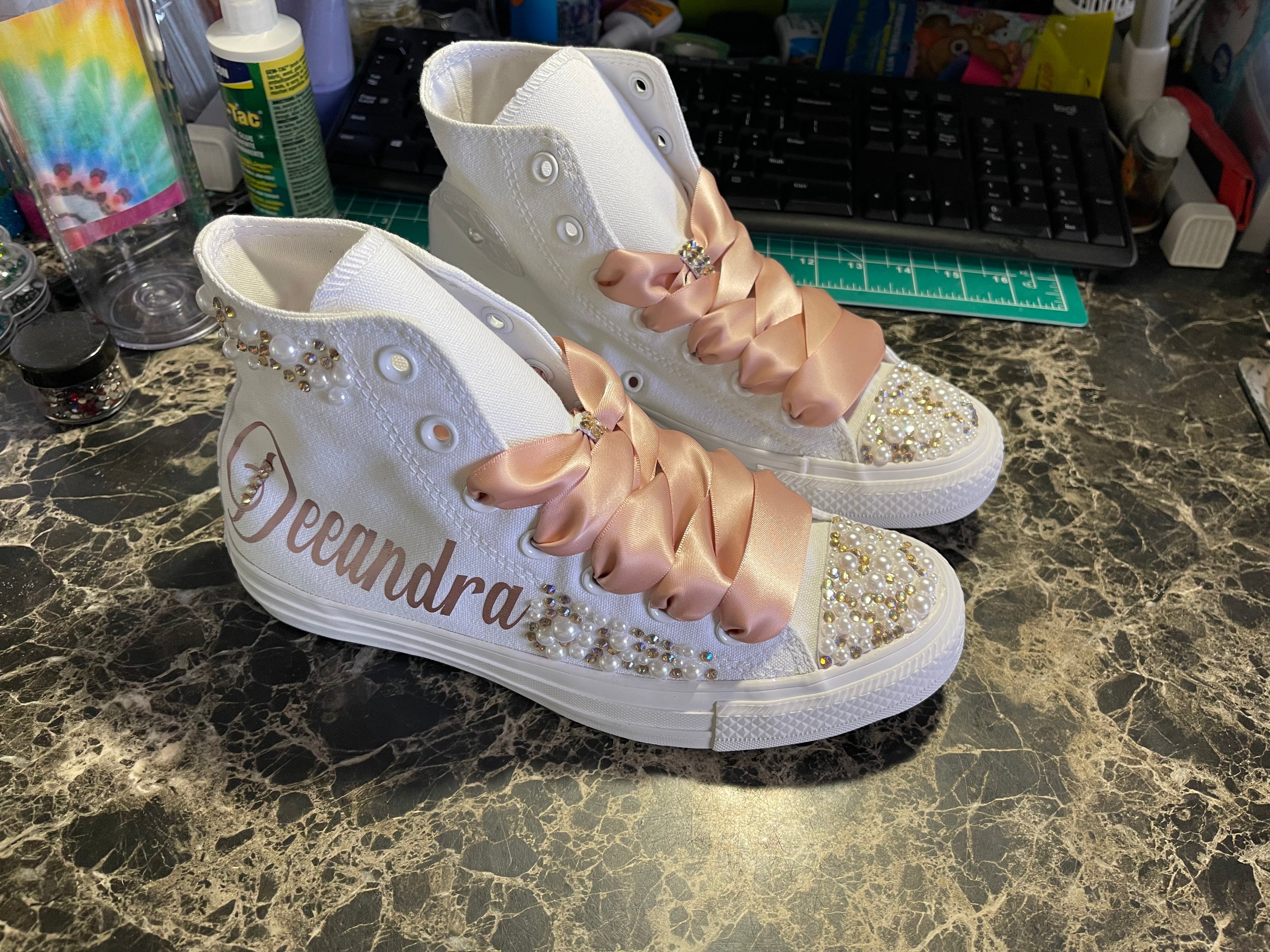 🎉Custom Pearl & Rhinestone Shoes🎉