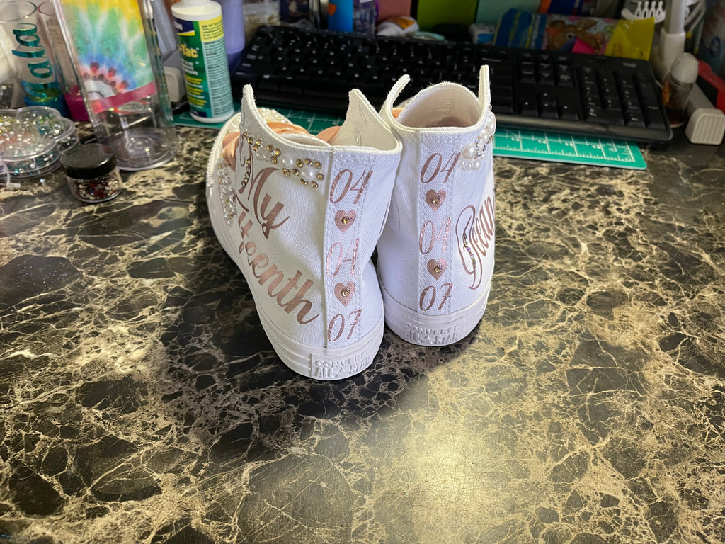 🎉Custom Pearl & Rhinestone Shoes🎉