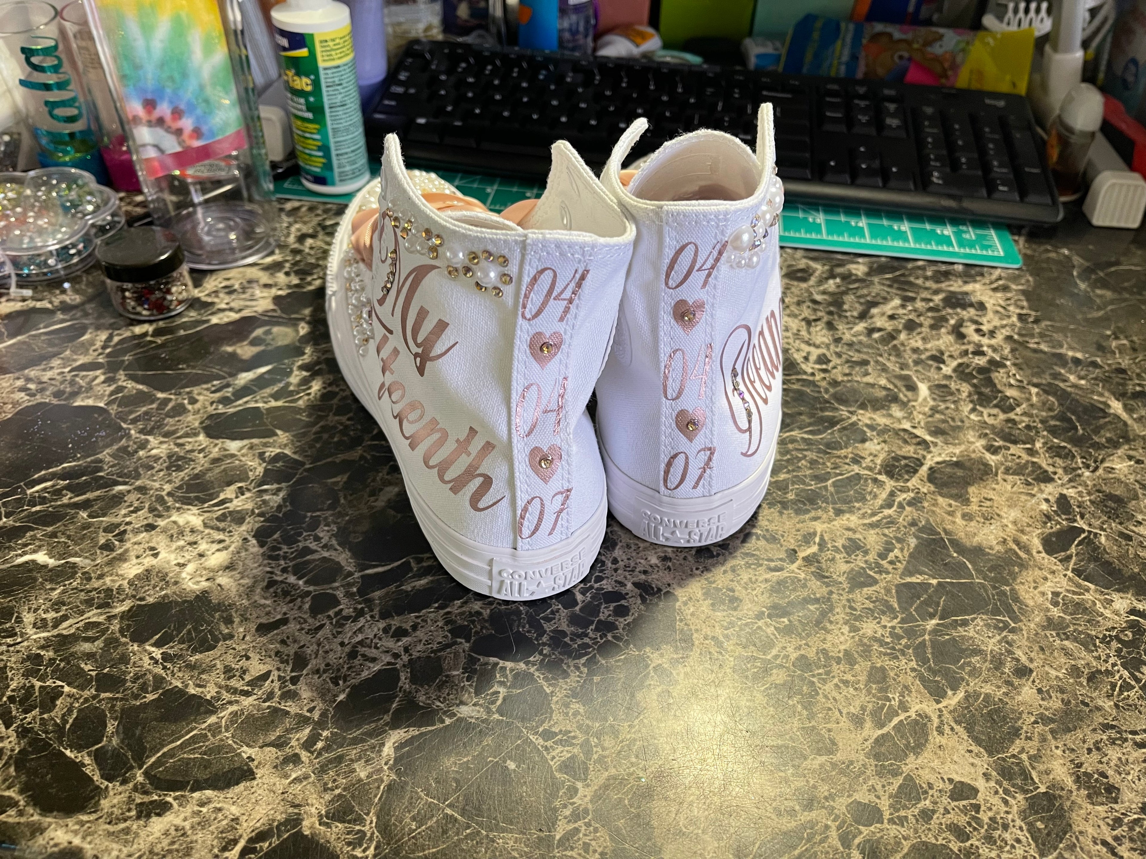 🎉Custom Pearl & Rhinestone Shoes🎉