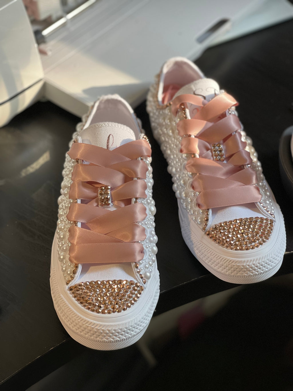 🎉Custom Pearl & Rhinestone Shoes🎉