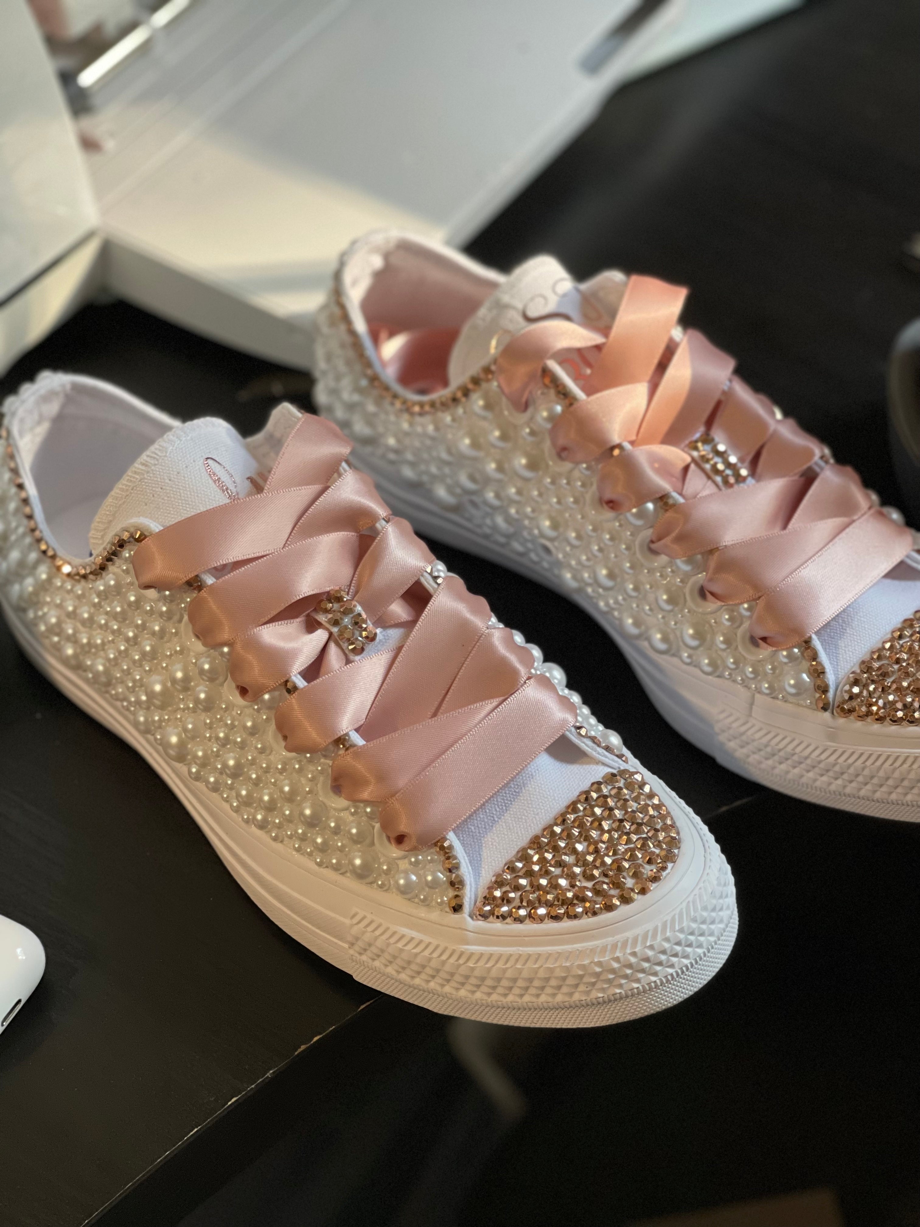 🎉Custom Pearl & Rhinestone Shoes🎉