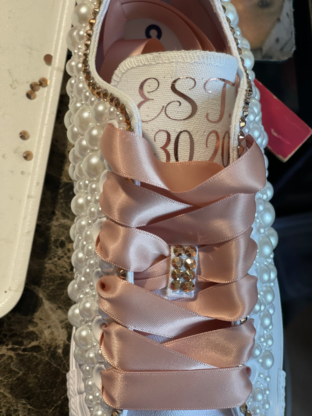 🎉Custom Pearl & Rhinestone Shoes🎉