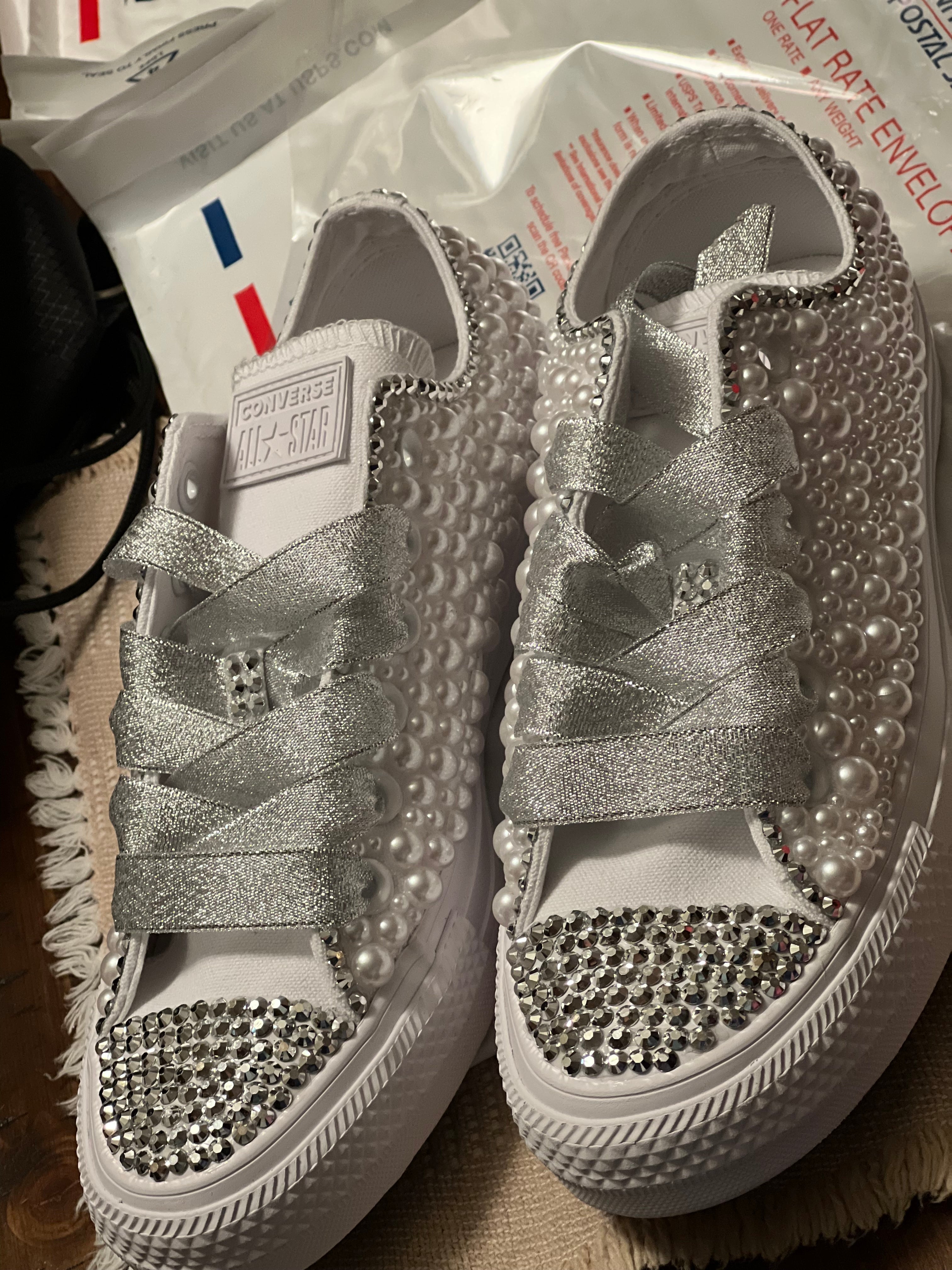 🎉Custom Pearl & Rhinestone Shoes🎉