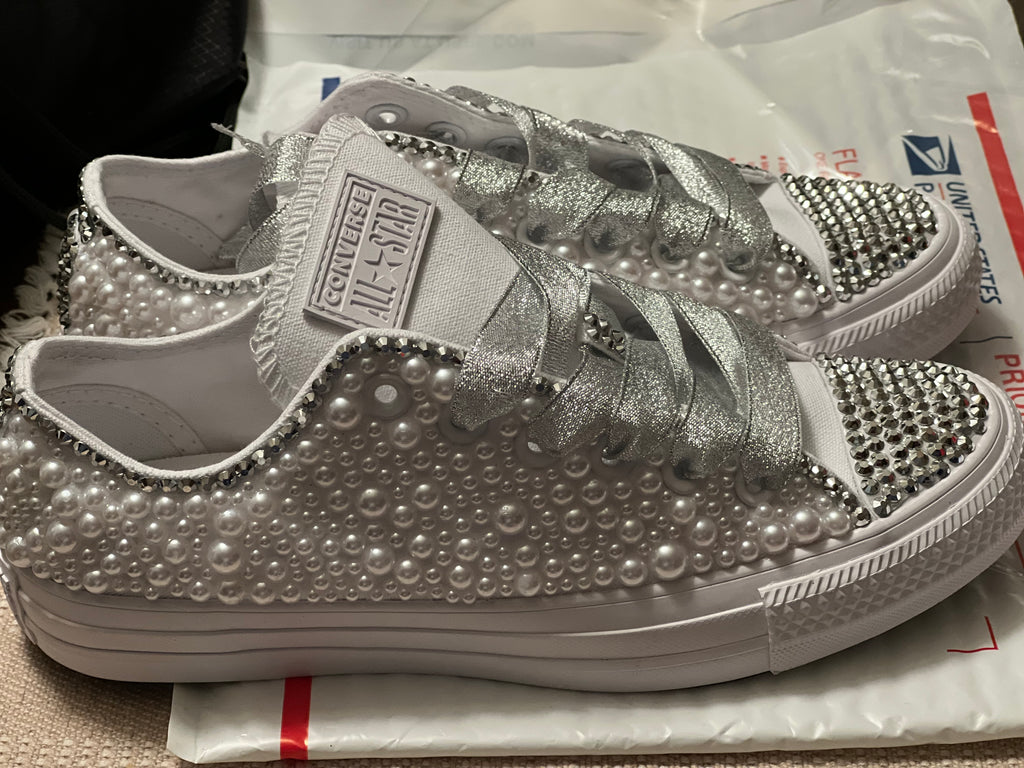 🎉Custom Pearl & Rhinestone Shoes🎉