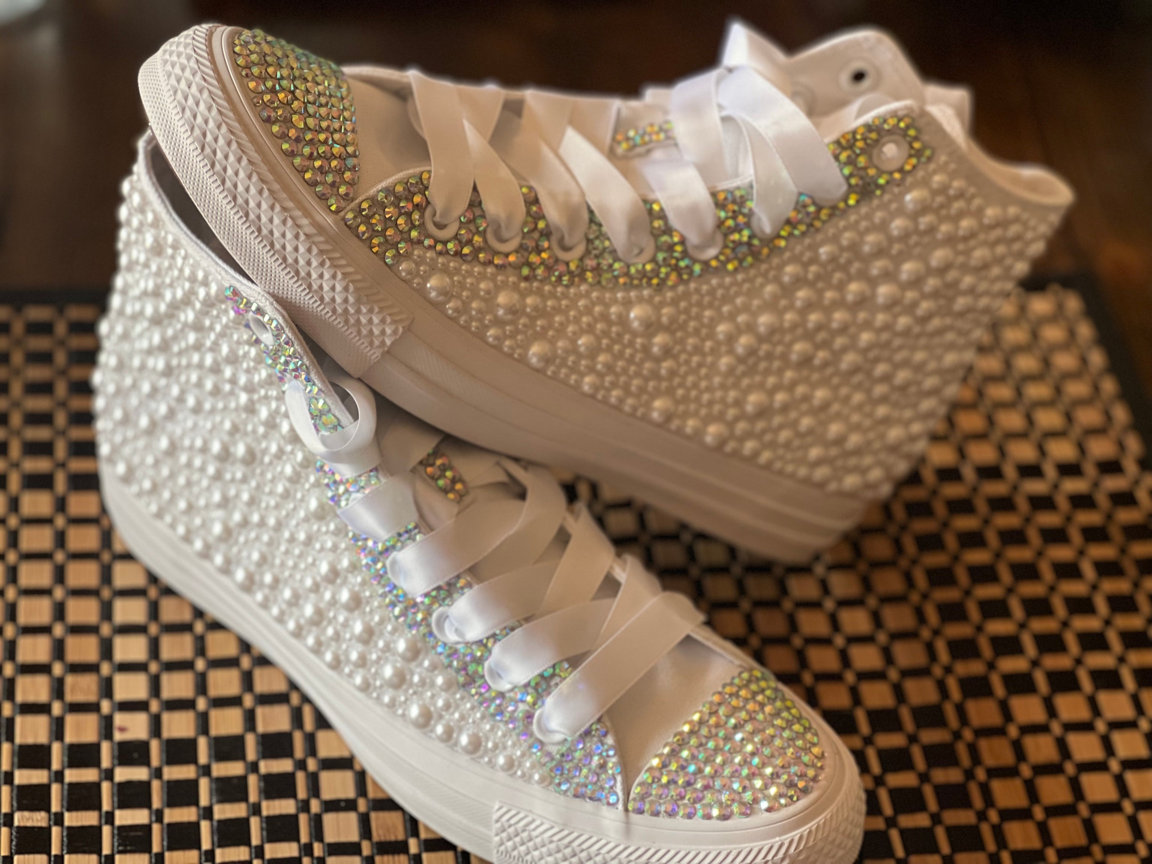 🎉Custom Pearl & Rhinestone Shoes🎉